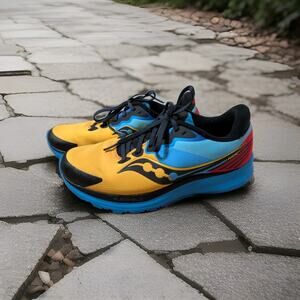 Saucony Womens Ride 14 S10652-1 Red Yellow Blue Running Shoes Sneakers Size 8